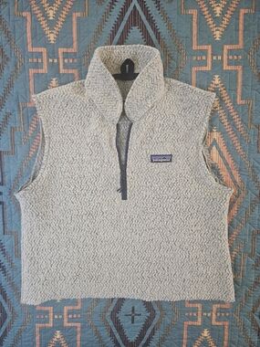 Patagonia Cream Heathered Fleece Vest with Logo
